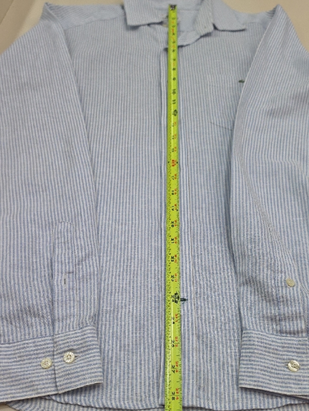 Lacoste Men’s Light Blue & White Striped Button-Down 56% Linen, S(38), NWOT - Picture 13 of 16